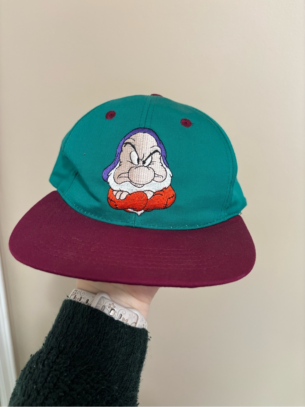 Disney Kids Teal & Maroon Grumpy Embroidered Hat